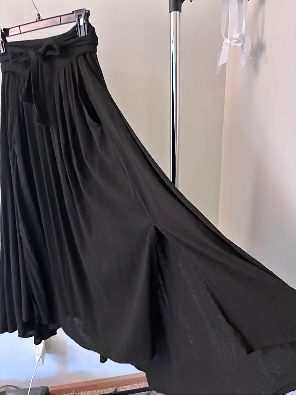 Free People high waist volume Maxi Skirt with Tie Waist